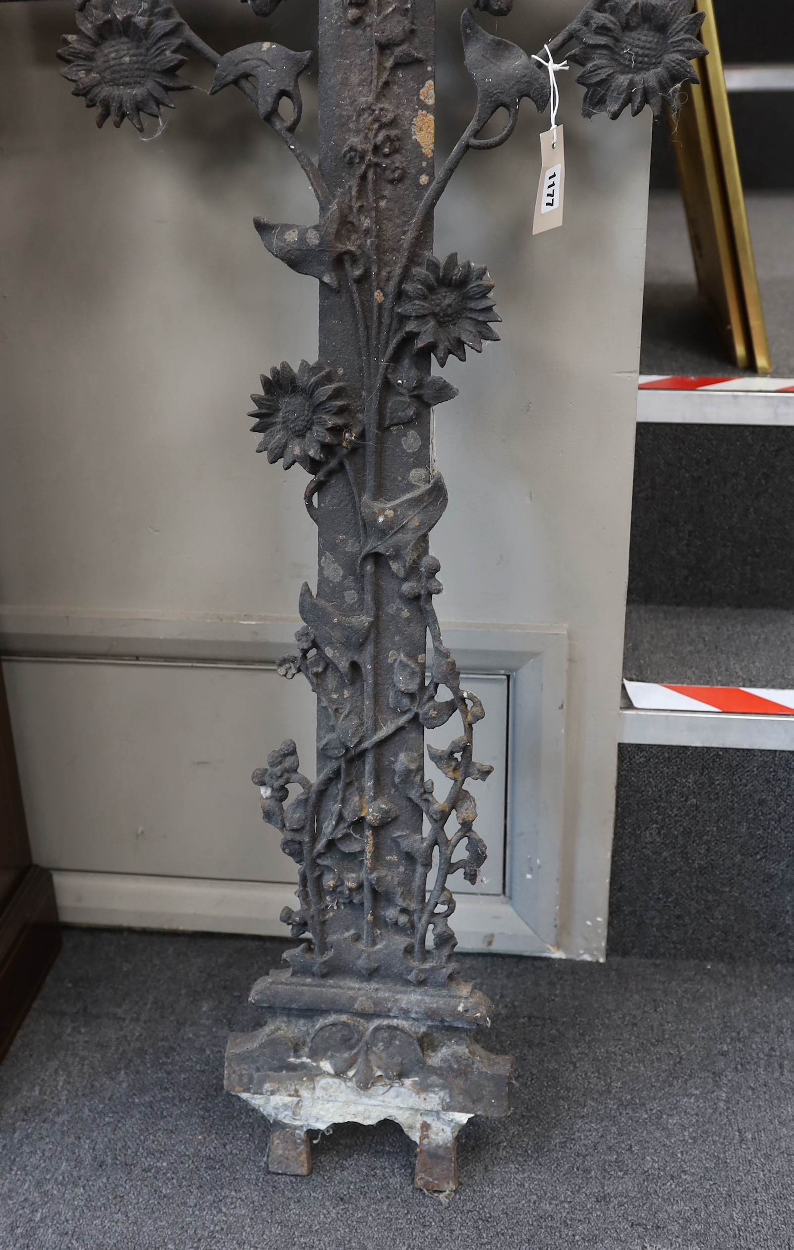 A large Victorian cast iron cross, height 123cms